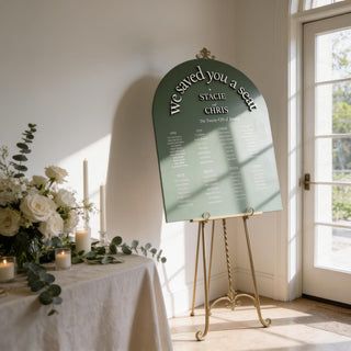 Arch Seating Chart, Slate Wedding Display | Acrylic | Customizable Guest List, 3D Elements