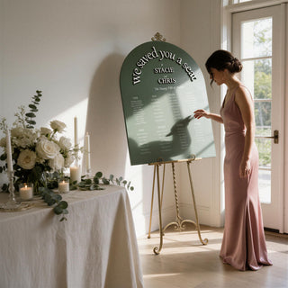Arch Seating Chart, Slate Wedding Display | Acrylic | Customizable Guest List, 3D Elements