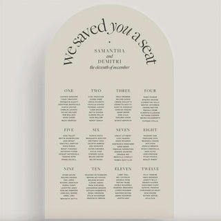 Arch Seating Chart, Slate Wedding Display | Acrylic | Customizable Guest List, 3D Elements