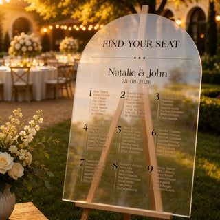 Arch Seating Chart, Acrylic Guest List | Modern Ceremony Board | 24X18, 30X20, 35.7X23.7
