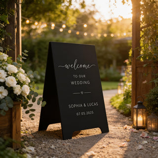 A Frame Wedding Sign, Romantic Welcome - Double Sided MDF, Ceremony Seating Chart, Custom Event Decor
