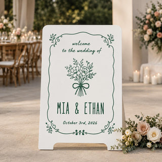 Welcome Sign Wedding, MDF Entrance Decor | Double-Sided A-Frame | Personalized Plaque, Ceremonies