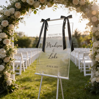 Entrance Sign, Modern Acrylic Board - Bridal Greeting Display | Ceremony, Engagement | 10X8-35.7X23.7