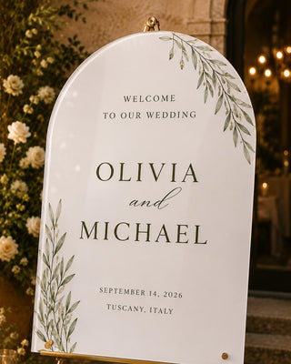 Wedding Welcome Sign | Arch Acrylic Entrance Plaque - Modern Bridal Decor, Custom Event Display