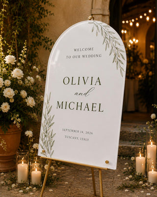 Wedding Welcome Sign | Arch Acrylic Entrance Plaque - Modern Bridal Decor, Custom Event Display