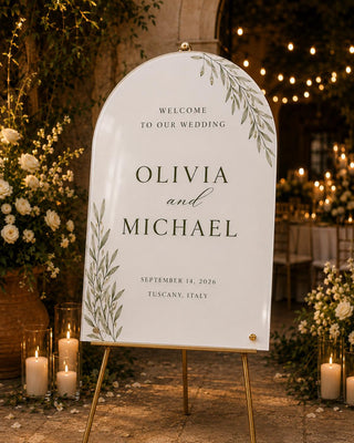 Wedding Welcome Sign | Arch Acrylic Entrance Plaque - Modern Bridal Decor, Custom Event Display