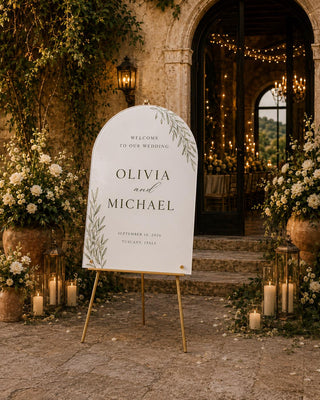 Wedding Welcome Sign | Arch Acrylic Entrance Plaque - Modern Bridal Decor, Custom Event Display