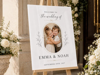 Custom Photo Heart Wedding Sign, Modern Acrylic Welcome Decor