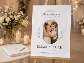 Custom Photo Heart Wedding Sign, Modern Acrylic Welcome Decor