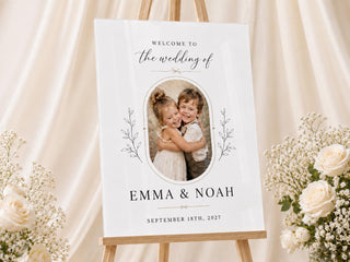Custom Photo Heart Wedding Sign, Modern Acrylic Welcome Decor