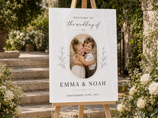Custom Photo Heart Wedding Sign, Modern Acrylic Welcome Decor
