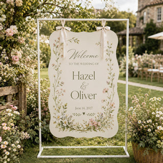 Entrance Sign, Modern Acrylic Board - Bridal Greeting Display | Ceremony, Engagement | 10X8-35.7X23.7