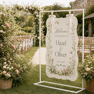 Entrance Sign, Modern Acrylic Board - Bridal Greeting Display | Ceremony, Engagement | 10X8-35.7X23.7