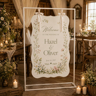 Entrance Sign, Modern Acrylic Board - Bridal Greeting Display | Ceremony, Engagement | 10X8-35.7X23.7