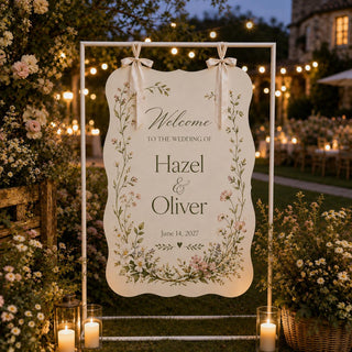 Entrance Sign, Modern Acrylic Board - Bridal Greeting Display | Ceremony, Engagement | 10X8-35.7X23.7