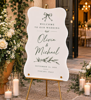 Acrylic Wedding Welcome Sign, Modern Wavy Bridal Ceremony Sign