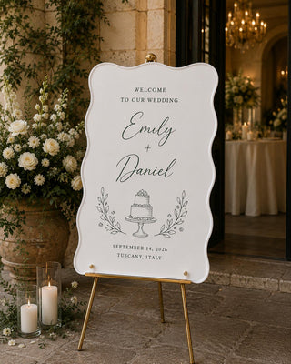 Acrylic Wedding Welcome Sign, Modern Wavy Bridal Ceremony Sign
