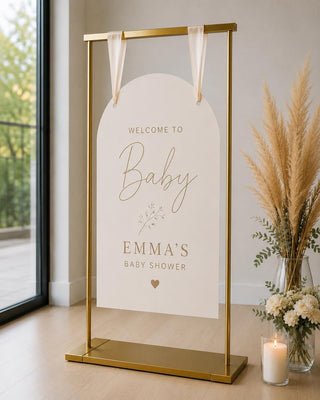 Personalized Baby Shower Welcome Sign, Neutral Boho Acrylic Arch (Custom Name)