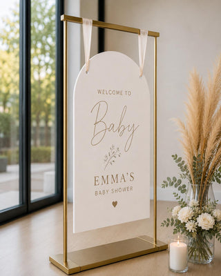 Personalized Baby Shower Welcome Sign, Neutral Boho Acrylic Arch (Custom Name)