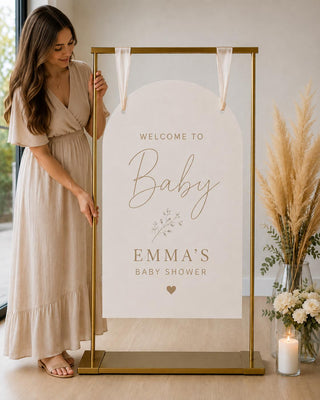 Personalized Baby Shower Welcome Sign, Neutral Boho Acrylic Arch (Custom Name)