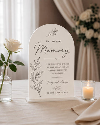 Memorial Sign | Acrylic In Loving Memory | Freestanding Base | 5X7-8X10 Wedding Tribute