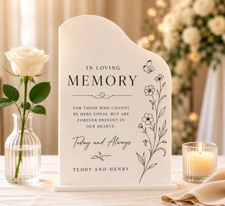 Memorial Sign | Acrylic In Loving Memory | Freestanding Base | 5X7-8X10 Wedding Tribute