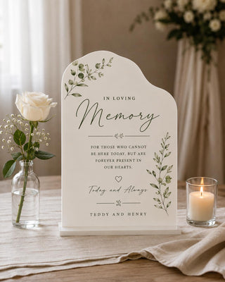 Memorial Sign | Acrylic In Loving Memory | Freestanding Base | 5X7-8X10 Wedding Tribute
