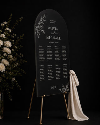 Elegant Slate Arch Seating Chart for Weddings and Events - Customizable Guest Display