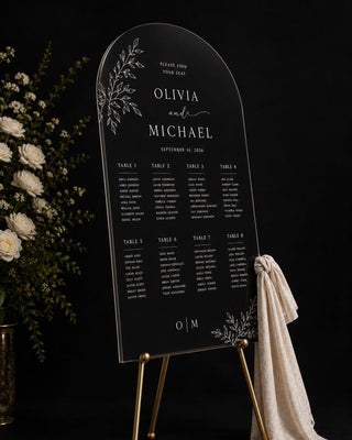 Elegant Slate Arch Seating Chart for Weddings and Events - Customizable Guest Display