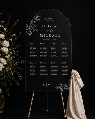 Elegant Slate Arch Seating Chart for Weddings and Events - Customizable Guest Display