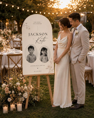 Custom Acrylic Wedding Welcome Sign with Childhood Photo