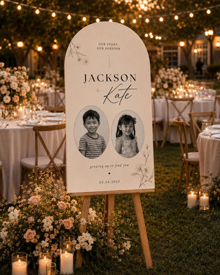 Custom Acrylic Wedding Welcome Sign with Childhood Photo