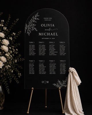 Elegant Slate Arch Seating Chart for Weddings and Events - Customizable Guest Display