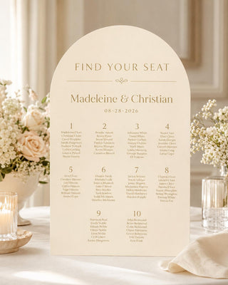Seating Chart Plan | Acrylic Arch Guest List Board | Modern Ceremony Entrance, 24X18-35.7X23.7