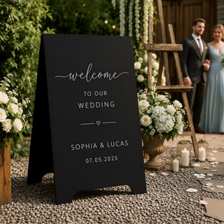 A Frame Wedding Sign, Minimalist MDF Entrance Display | Double-Sided Welcome | Custom Seating Chart