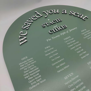 Arch Seating Chart, Slate Wedding Display | Acrylic | Customizable Guest List, 3D Elements