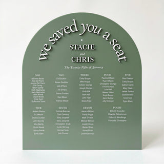 Arch Seating Chart, Slate Wedding Display | Acrylic | Customizable Guest List, 3D Elements