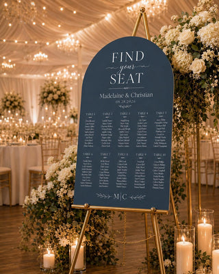 Elegant Slate Arch Seating Chart for Weddings and Events - Customizable Guest Display