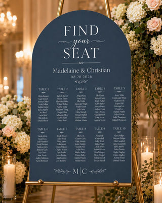 Elegant Arch Wedding Seating Chart, Custom Acrylic Guest List Sign