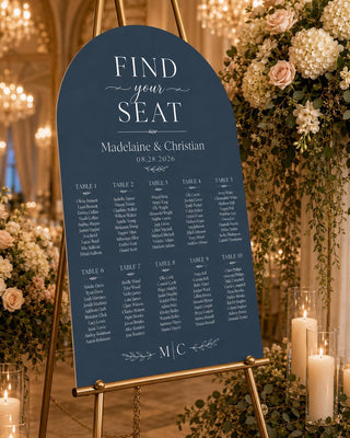 Elegant Slate Arch Seating Chart for Weddings and Events - Customizable Guest Display