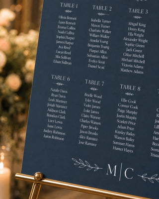 Elegant Slate Arch Seating Chart for Weddings and Events - Customizable Guest Display