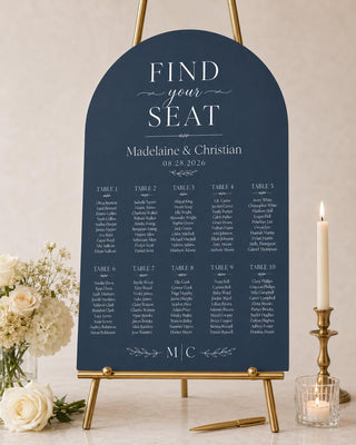 Elegant Slate Arch Seating Chart for Weddings and Events - Customizable Guest Display