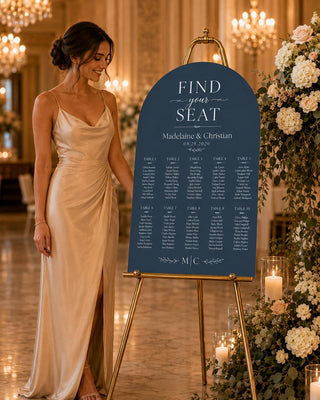 Elegant Slate Arch Seating Chart for Weddings and Events - Customizable Guest Display