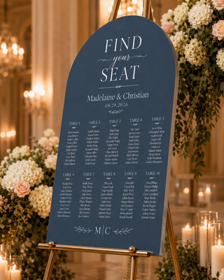Elegant Slate Arch Seating Chart for Weddings and Events - Customizable Guest Display