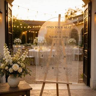 Arch Seating Chart, Acrylic Guest List | Modern Ceremony Board | 24X18, 30X20, 35.7X23.7