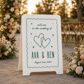 A Frame Wedding Sign, Romantic Welcome - Double Sided MDF, Ceremony Seating Chart, Custom Event Decor