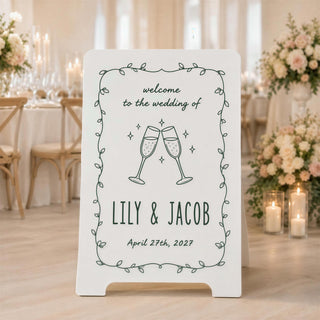 A Frame Wedding Sign, Garden Welcome Board - Double Sided MDF | Personalized Entrance Decor