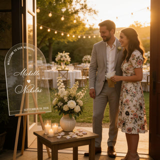Wedding Welcome Sign | Arch Acrylic Entrance Plaque - Modern Bridal Decor, Custom Event Display