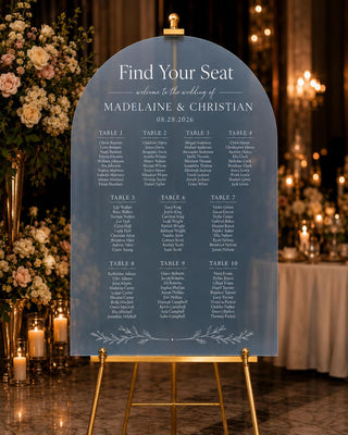Arch Seating Chart, Acrylic Wedding Guest List | Custom Entrance Décor | 18X12-35.7X23.7