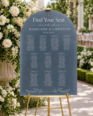 Terracotta Arch Wedding Seating Chart, Rust Orange Acrylic Guest List
